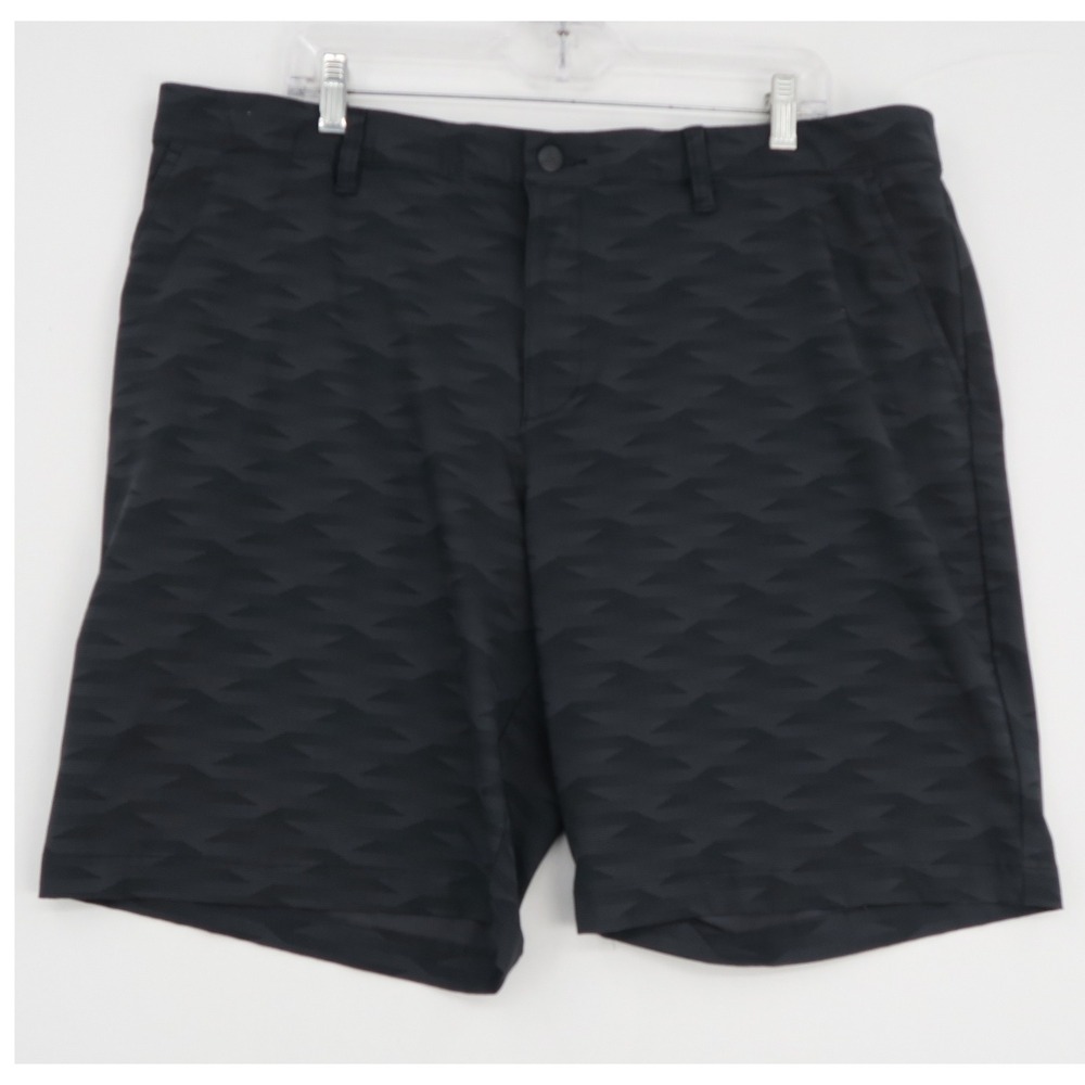 Adidas Mens Golf Shorts Black Geometric Chevron Pattern Size 40 Performance